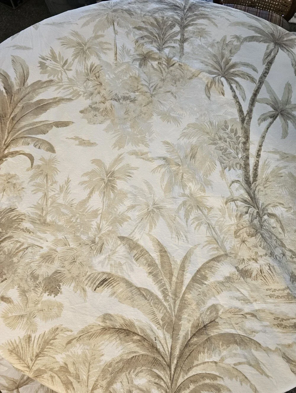 Pottery Barn Palm Toile Full/Queen Duvet Cover Tropical Organic Cotton Green